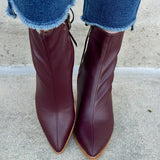 Valencia Pointed Toe Ankle Boot in Garnet - The Pink Pineapple 850