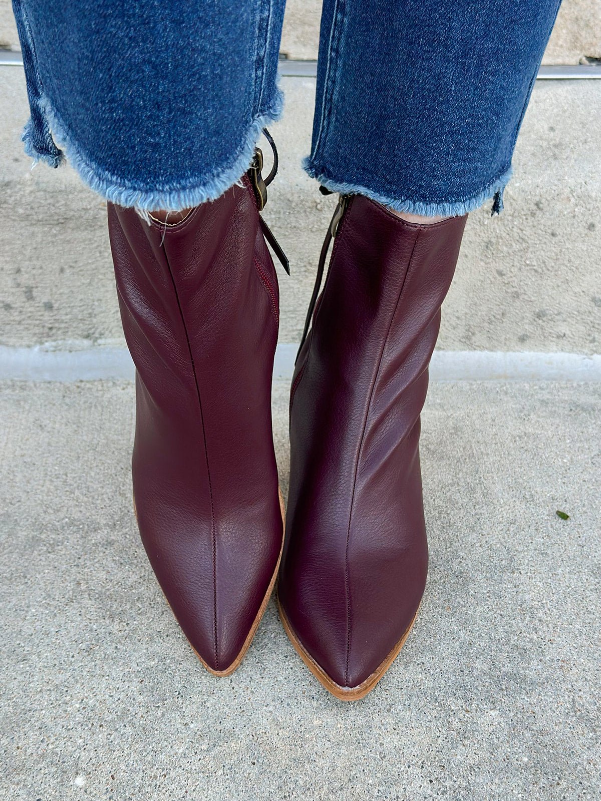 Valencia Pointed Toe Ankle Boot in Garnet - The Pink Pineapple 850