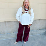 Varsity Charm Crew in White - The Pink Pineapple 850