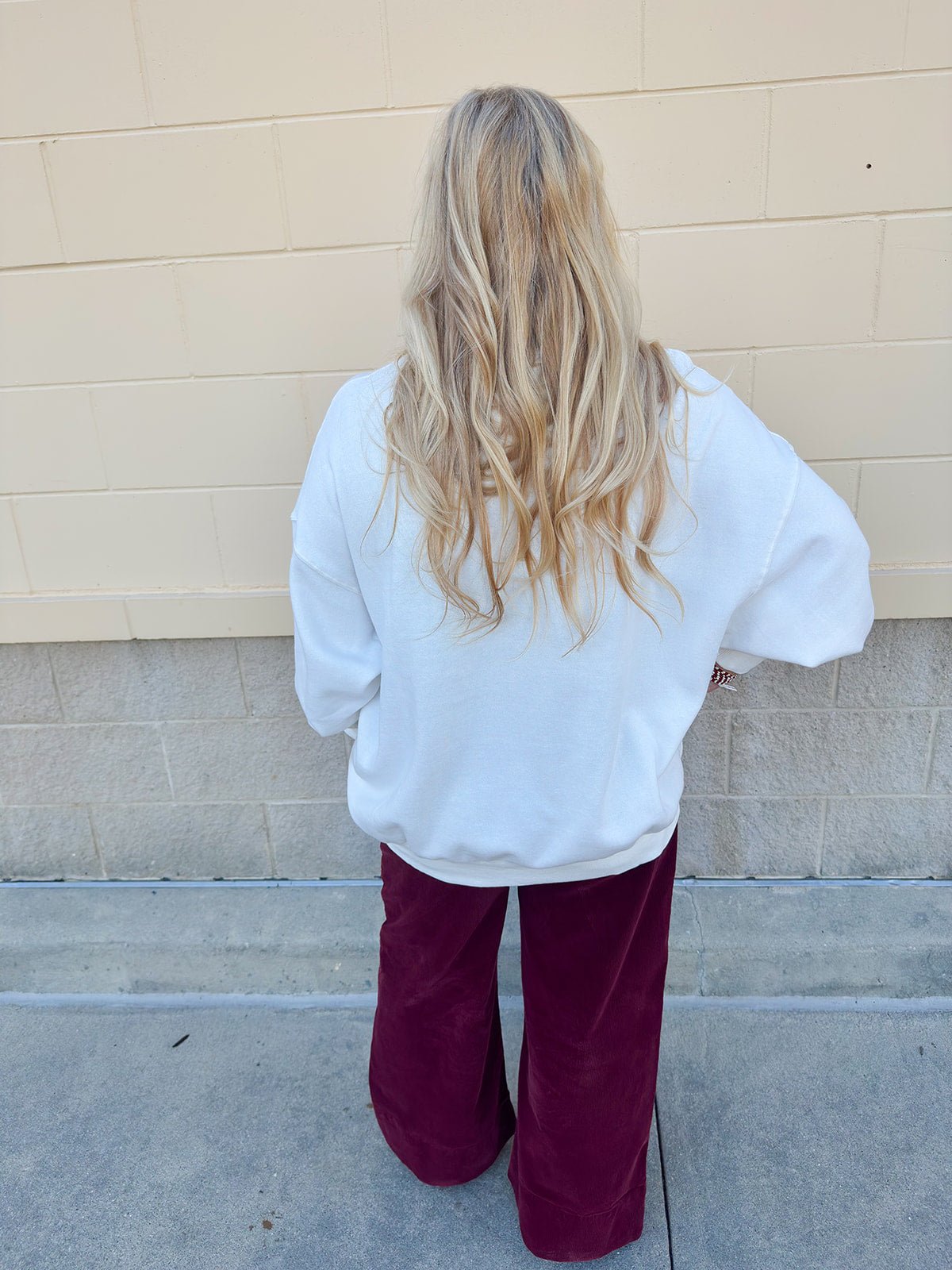 Varsity Charm Crew in White - The Pink Pineapple 850