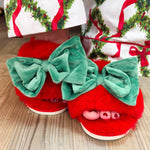 Velvet Bow Holiday Slippers - The Pink Pineapple 850