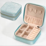 Velvet Jewelry Box Organizer Travel Box in Blue - The Pink Pineapple 850