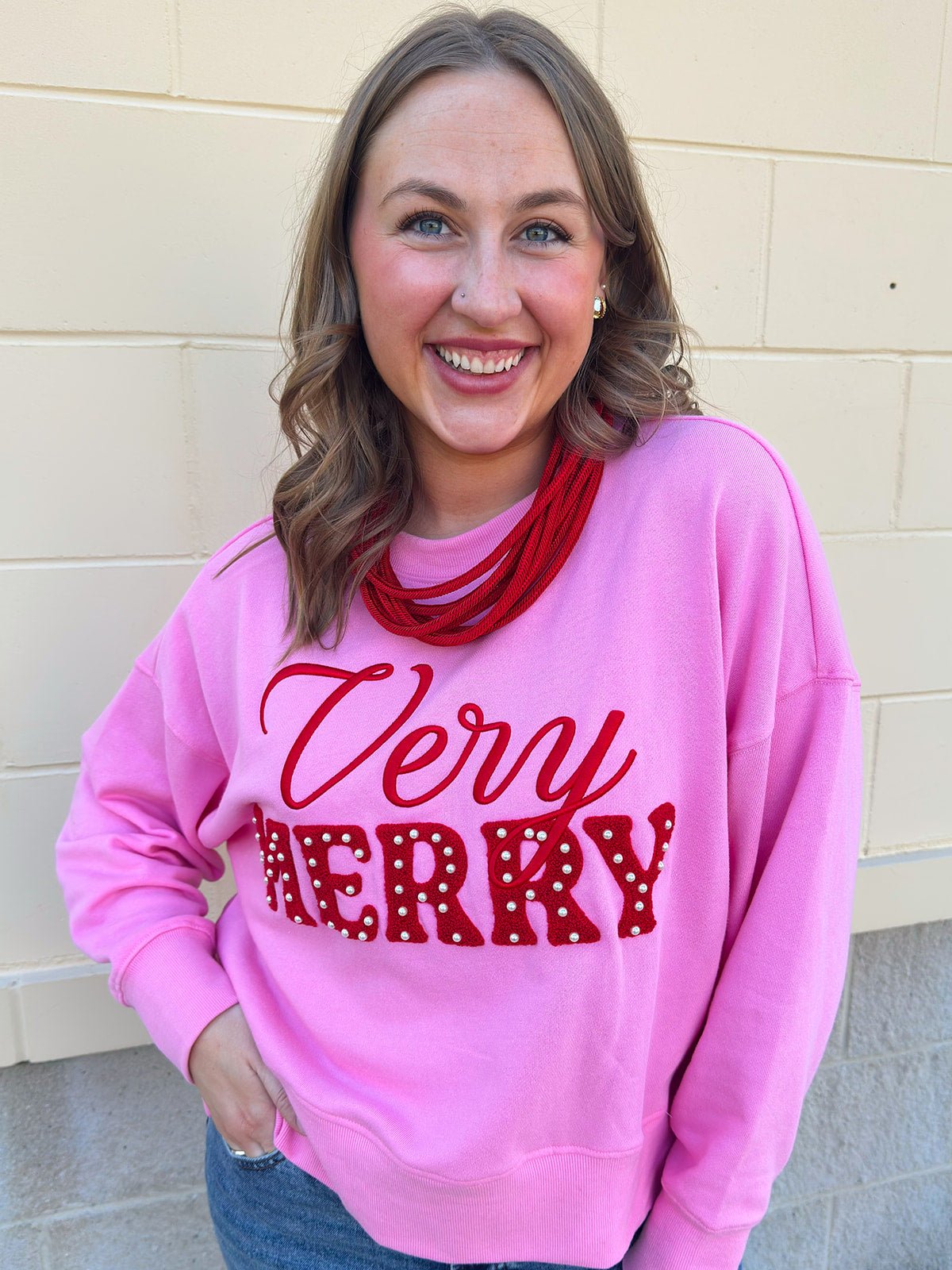 Very Merry Pearl Crewneck - The Pink Pineapple 850