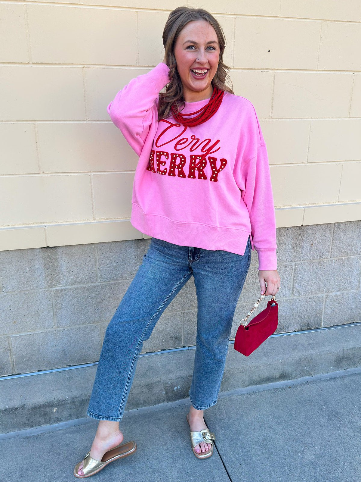 Very Merry Pearl Crewneck - The Pink Pineapple 850