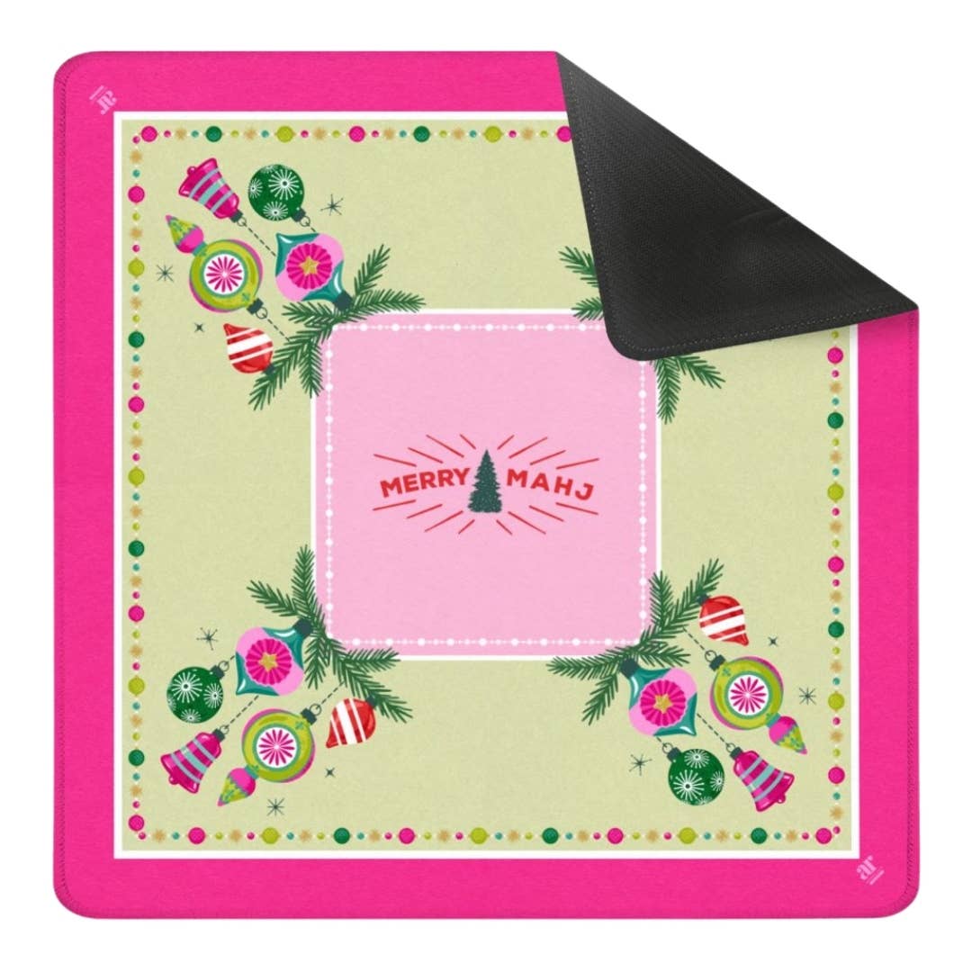 Very Merry Pink Christmas Mahj Mahjong Mat - The Pink Pineapple 850