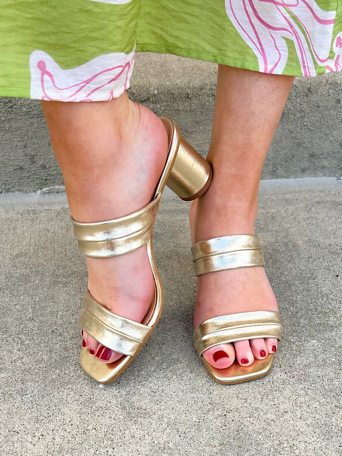 Victoria Leather Heels in Gold - The Pink Pineapple 850