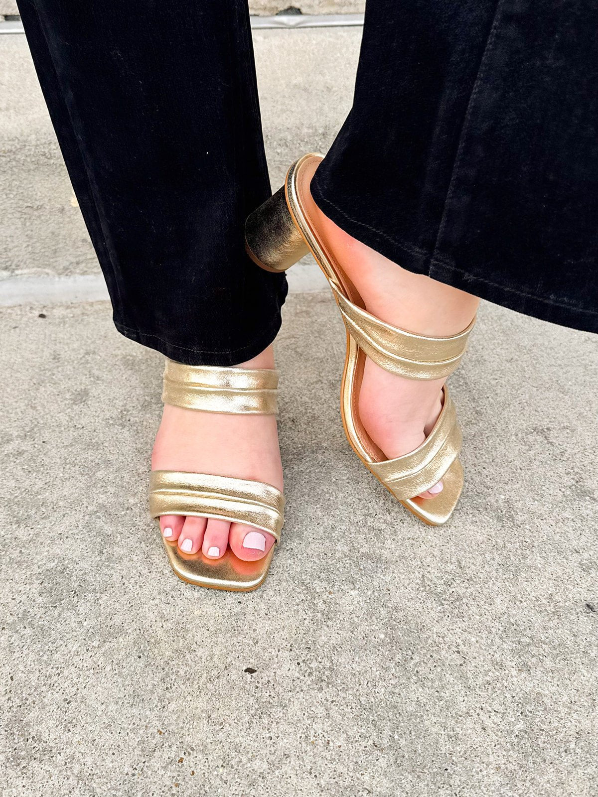 Victoria Leather Heels in Gold - The Pink Pineapple 850