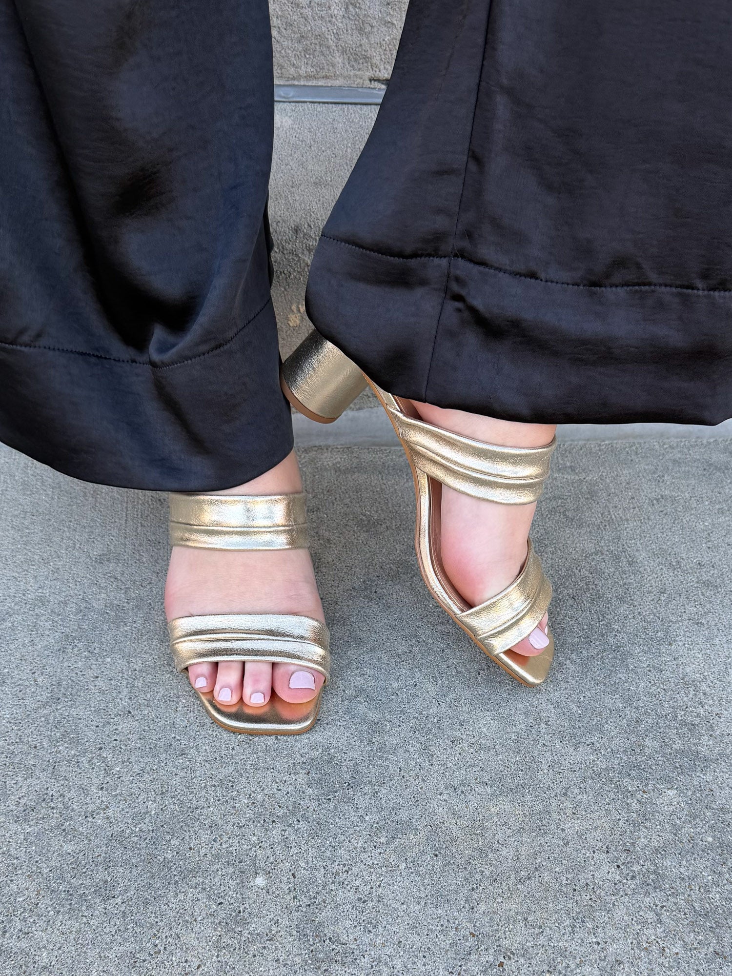 Victoria Leather Heels in Gold - The Pink Pineapple 850