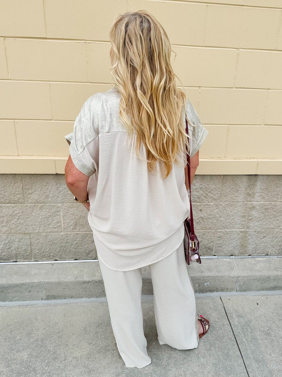 Victory Lap Button Down Top in Oatmeal - The Pink Pineapple 850