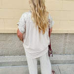 Victory Lap Button Down Top in Oatmeal - The Pink Pineapple 850