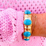 Vintage Charm Resin Stone Stretch Bracelet in Turquoise - The Pink Pineapple 850