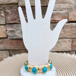 Vintage Charm Resin Stone Stretch Bracelet in Turquoise - The Pink Pineapple 850