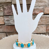 Vintage Charm Resin Stone Stretch Bracelet in Turquoise - The Pink Pineapple 850