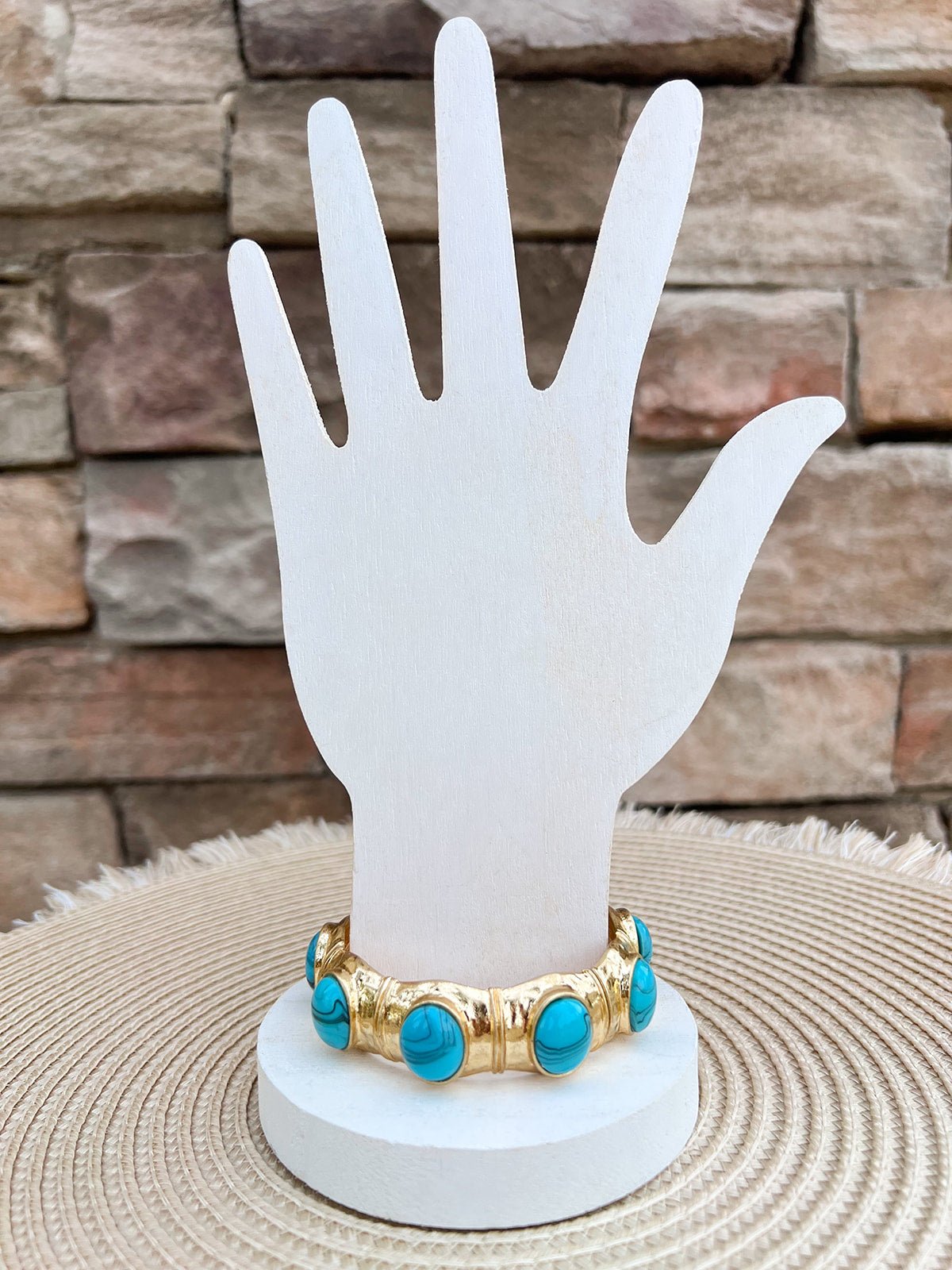 Vintage Charm Resin Stone Stretch Bracelet in Turquoise - The Pink Pineapple 850
