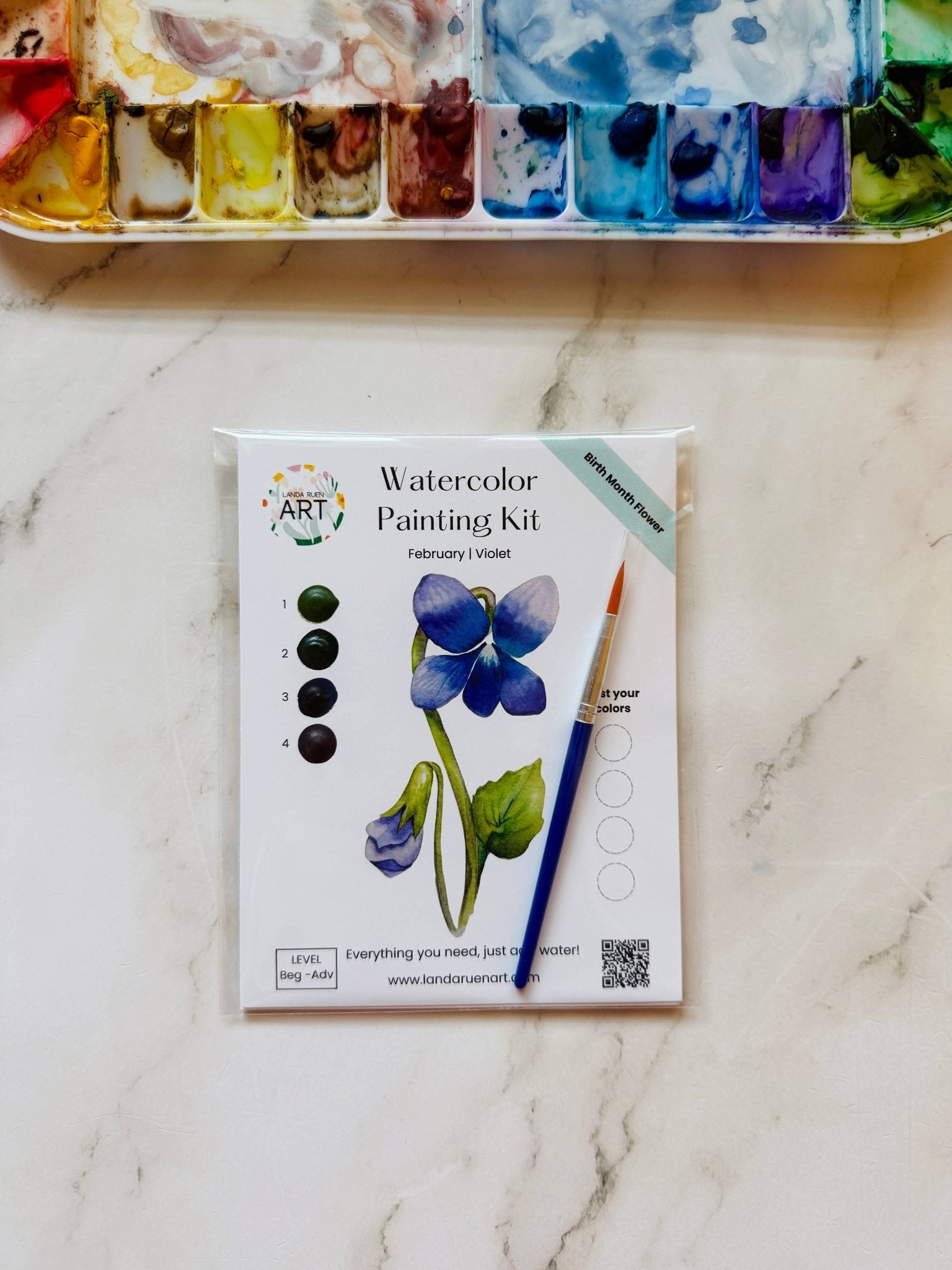 Violet Watercolor Kit | February Birth Month Flower - The Pink Pineapple 850