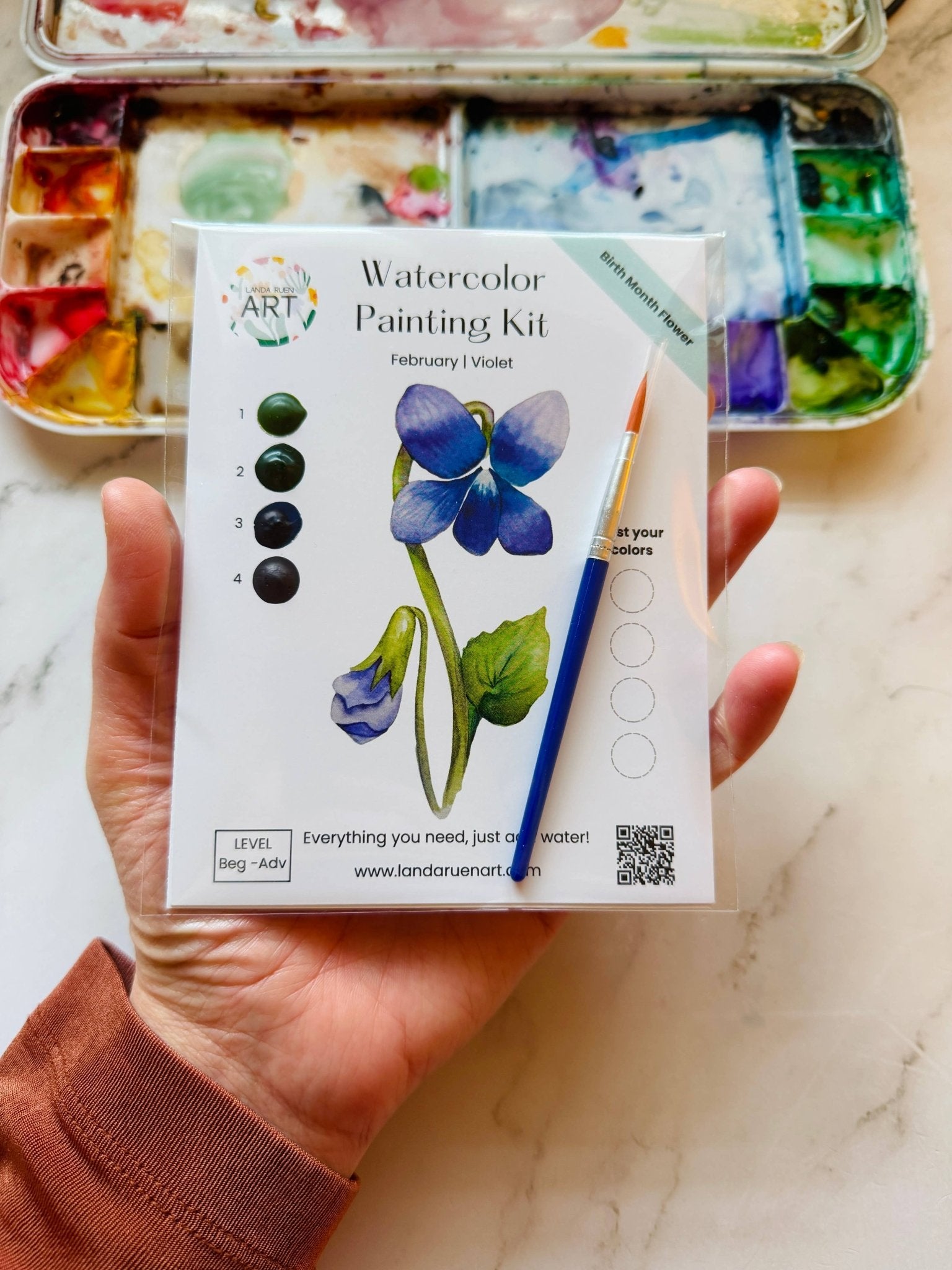 Violet Watercolor Kit | February Birth Month Flower - The Pink Pineapple 850