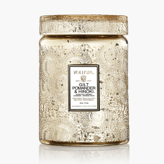 [Voluspa] Gilt Pomander Hinoki 18oz Glass Candle - The Pink Pineapple 850
