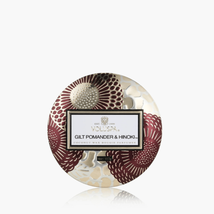 [Voluspa] Gilt Pomander Hinoki Mini Tin Candle - The Pink Pineapple 850