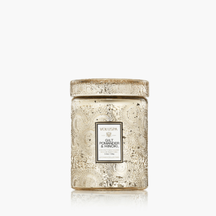 [Voluspa] Gilt Pomander Hinoki Small Glass Jar Candle - The Pink Pineapple 850