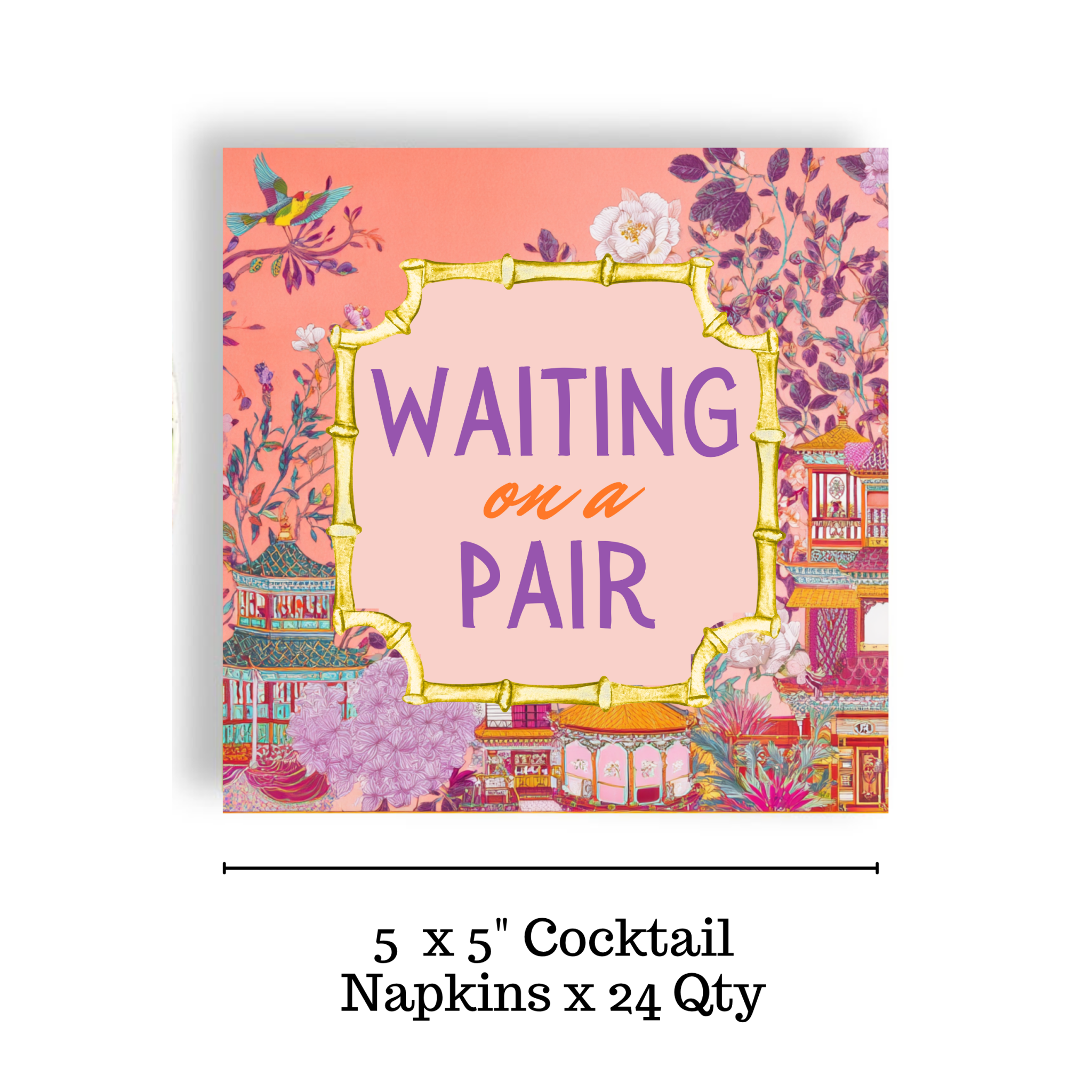 "Waiting on a Pair" Mahjong Cocktail Napkins - The Pink Pineapple 850