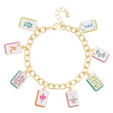 Wanna Mahj?! Enamel Charm Bracelet in Pastel Mutli - The Pink Pineapple 850