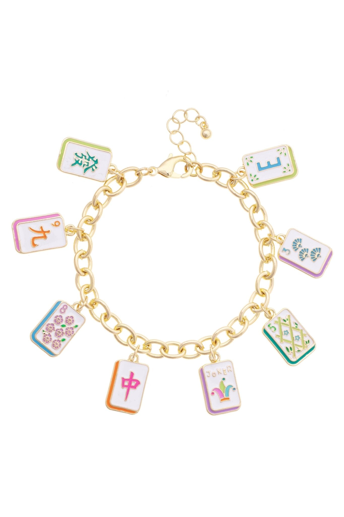 Wanna Mahj?! Enamel Charm Bracelet in Pastel Mutli - The Pink Pineapple 850