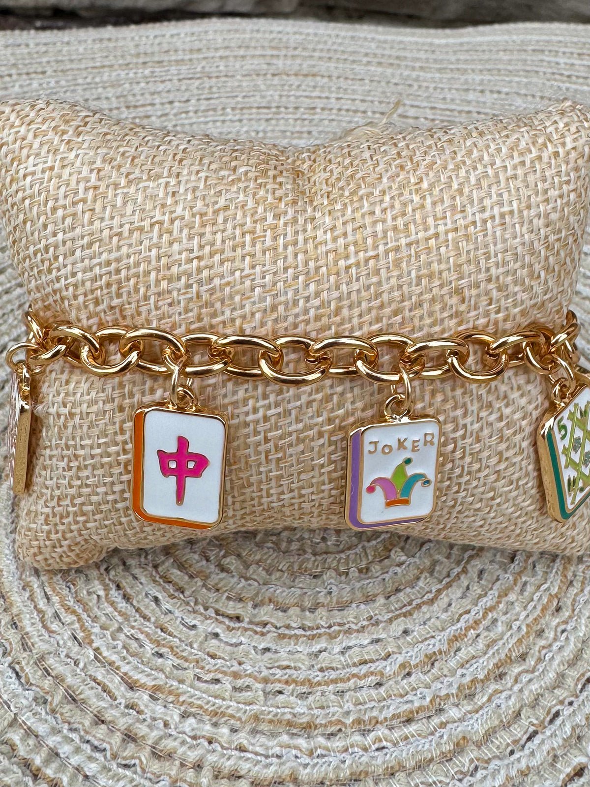 Wanna Mahj?! Enamel Charm Bracelet in Pastel Mutli - The Pink Pineapple 850