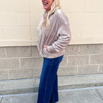 Warmth Whisper Fuzzy Quarter Zip in Tan - The Pink Pineapple 850