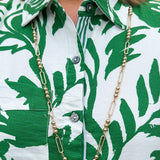 Water Resistant Gold Beaded and Open Oval Chain Necklace - The Pink Pineapple 850