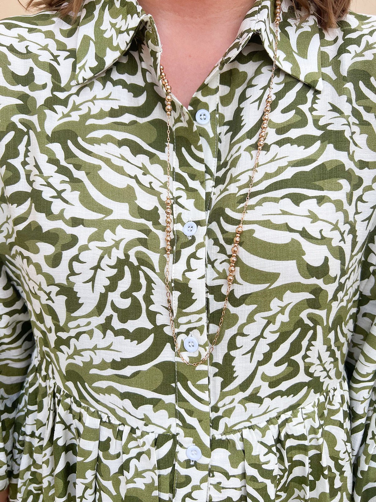 Water Resistant Gold Beaded and Open Oval Chain Necklace - The Pink Pineapple 850