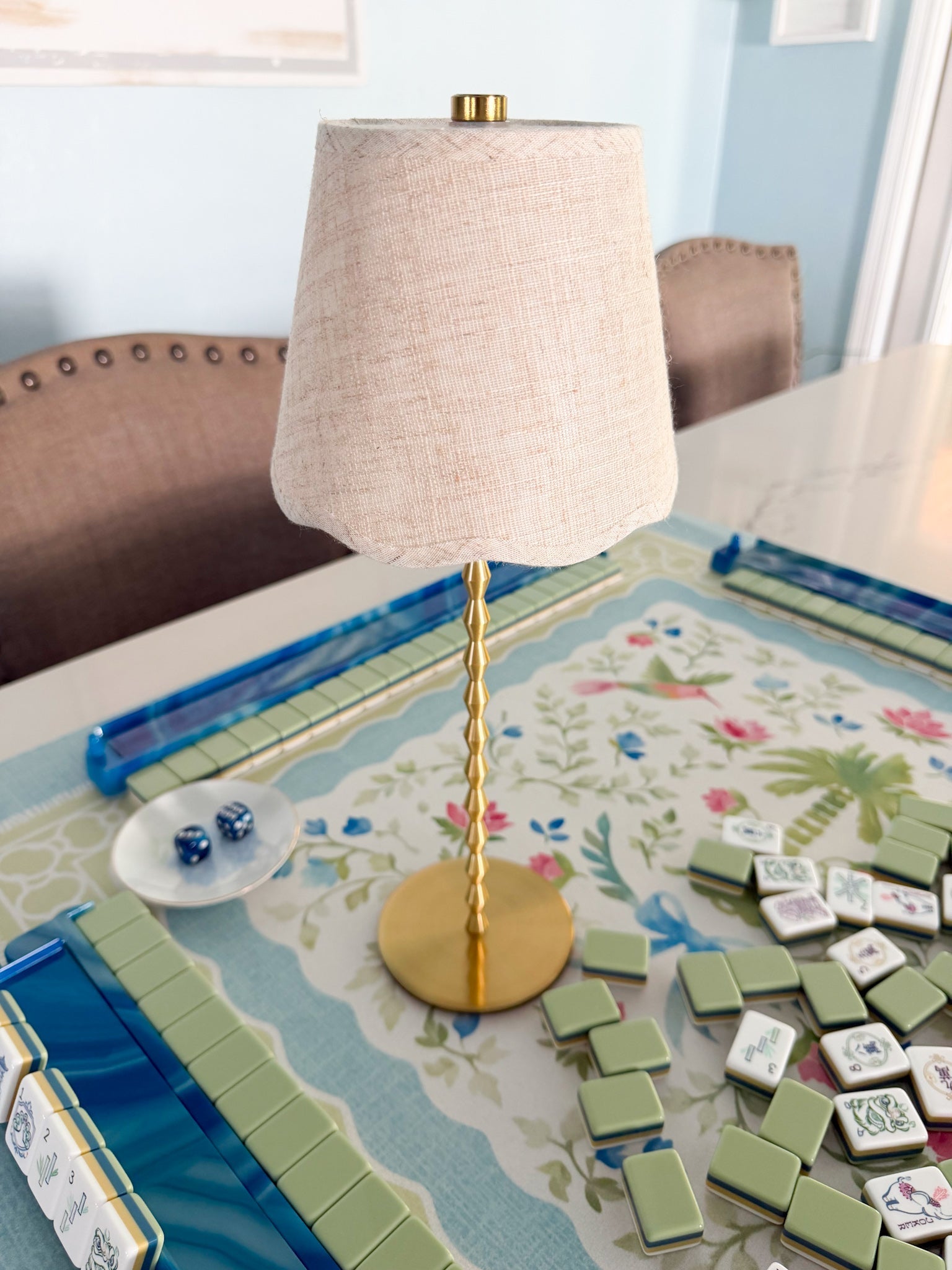 Waverly Scalloped Linen Rechargeable Table Lamp - The Pink Pineapple 850