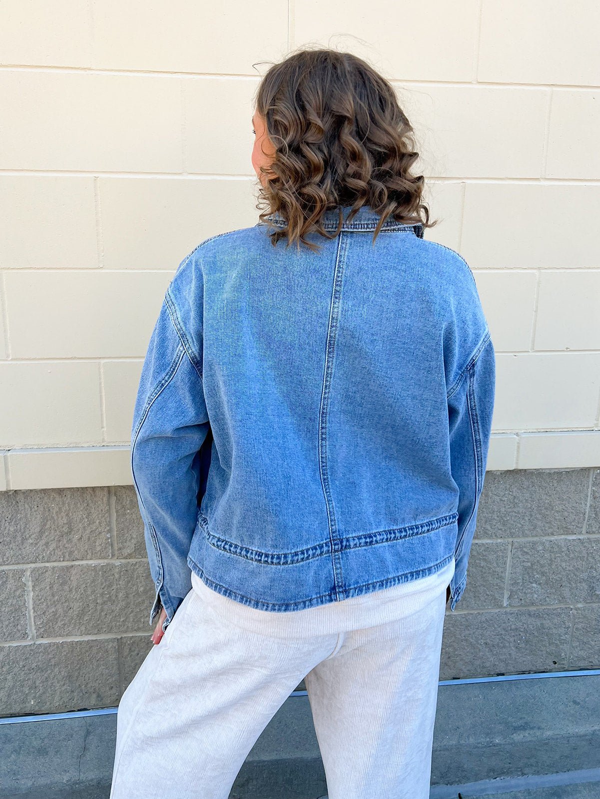 Weekend Drift Drawstring Denim Jacket - The Pink Pineapple 850