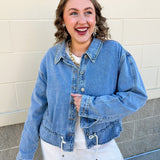 Weekend Drift Drawstring Denim Jacket - The Pink Pineapple 850