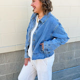 Weekend Drift Drawstring Denim Jacket - The Pink Pineapple 850