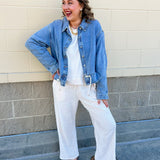 Weekend Drift Drawstring Denim Jacket - The Pink Pineapple 850