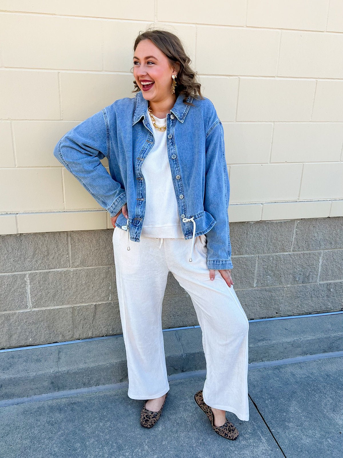 Weekend Drift Drawstring Denim Jacket - The Pink Pineapple 850