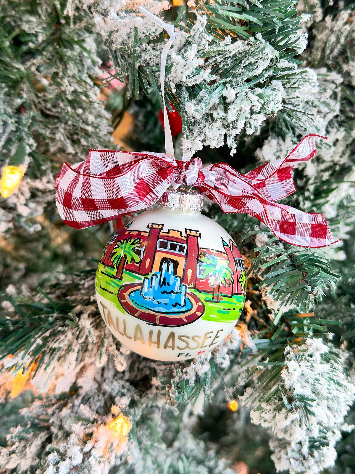 Westcott Fountain Hand - Painted Christmas Ornament - The Pink Pineapple 850