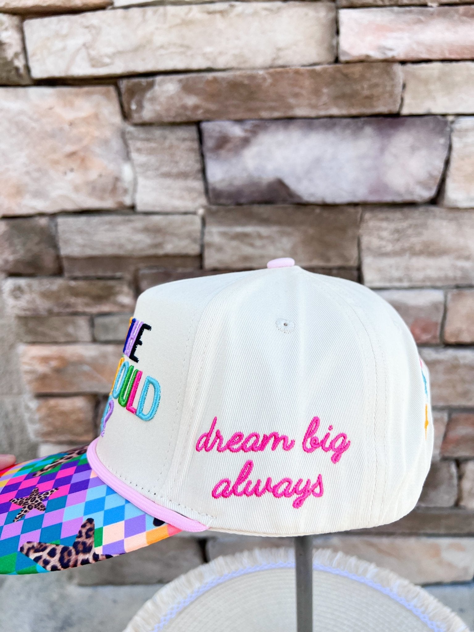 “What’s The Best That Could Happen” Cream Trucker Hat - The Pink Pineapple 850