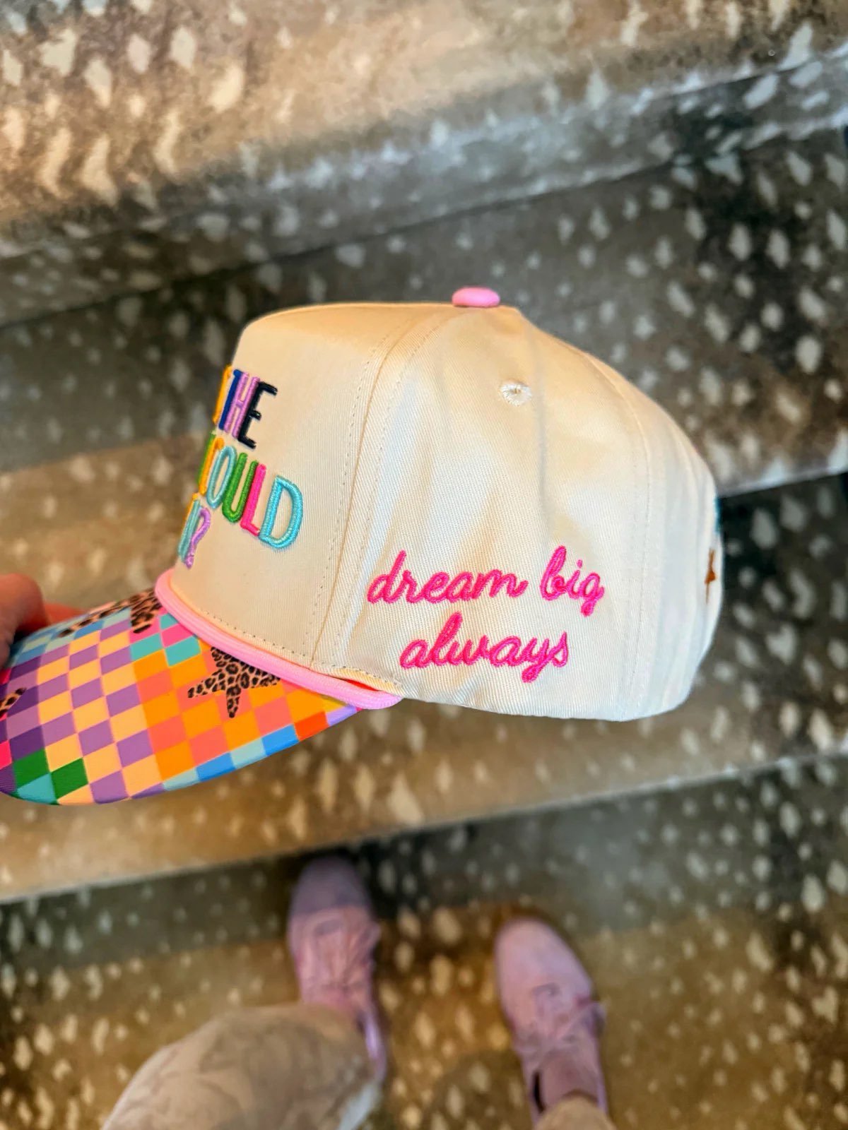 “What’s The Best That Could Happen” Cream Trucker Hat - The Pink Pineapple 850