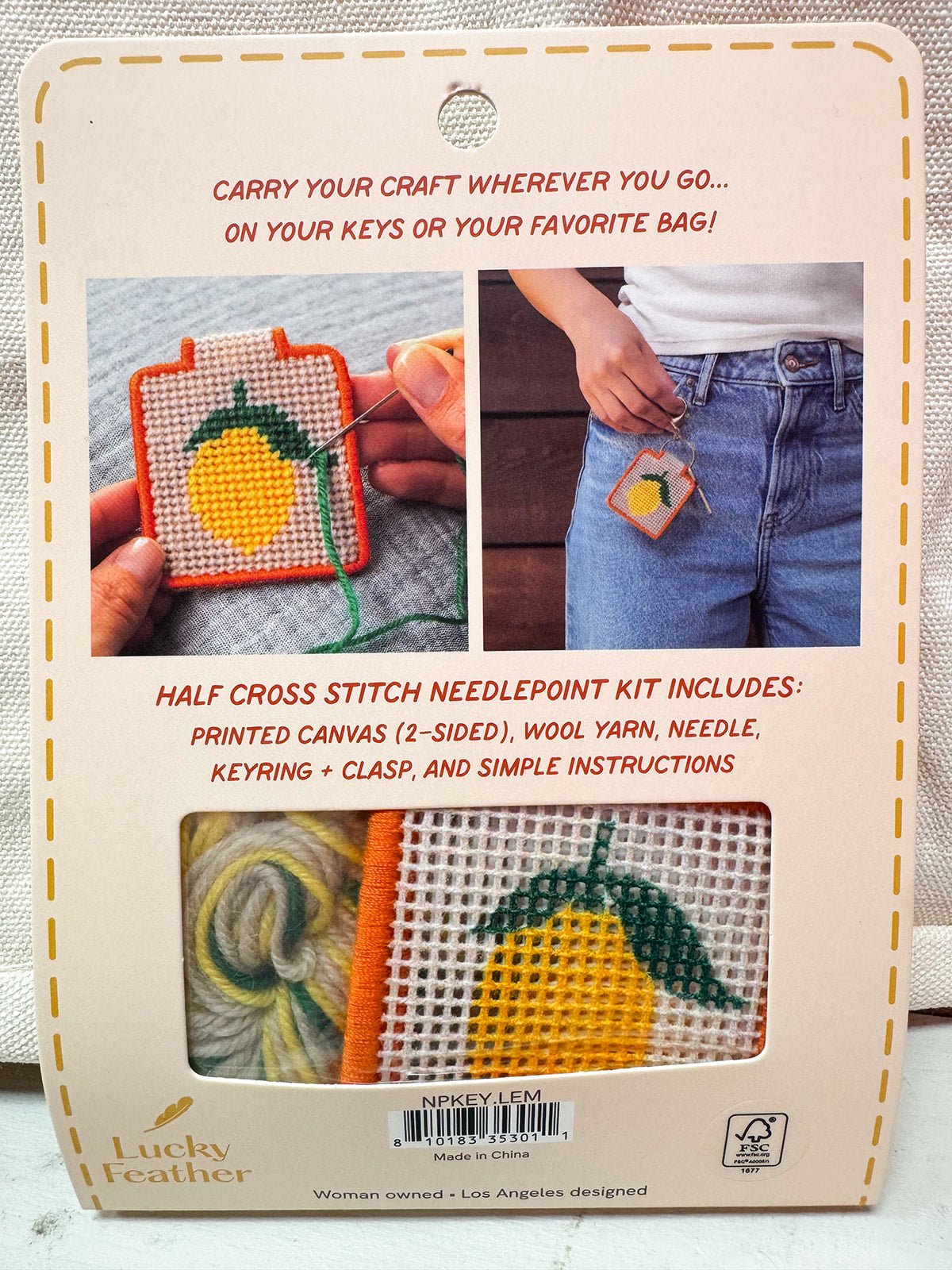 When Life Gives You Lemons Needlepoint Keychain Kit - The Pink Pineapple 850