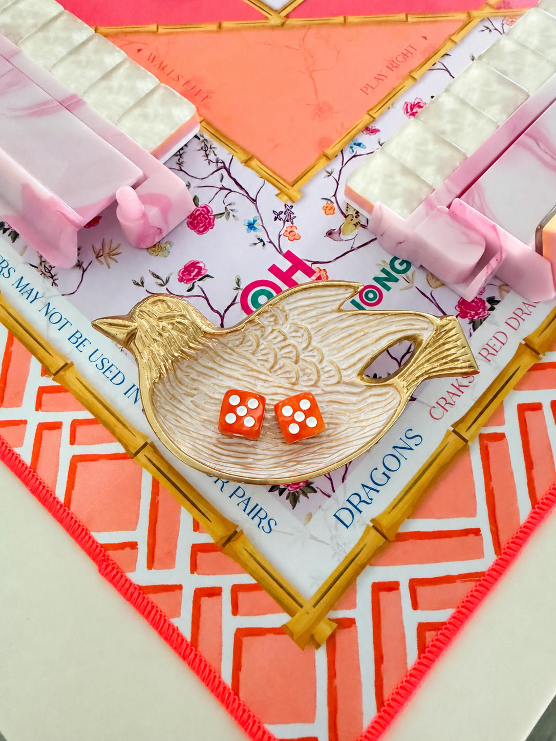 Whimsical Songbird Mahjong Dice Dish - The Pink Pineapple 850