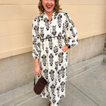 Whispered Petals Smocked Midi Dress - The Pink Pineapple 850