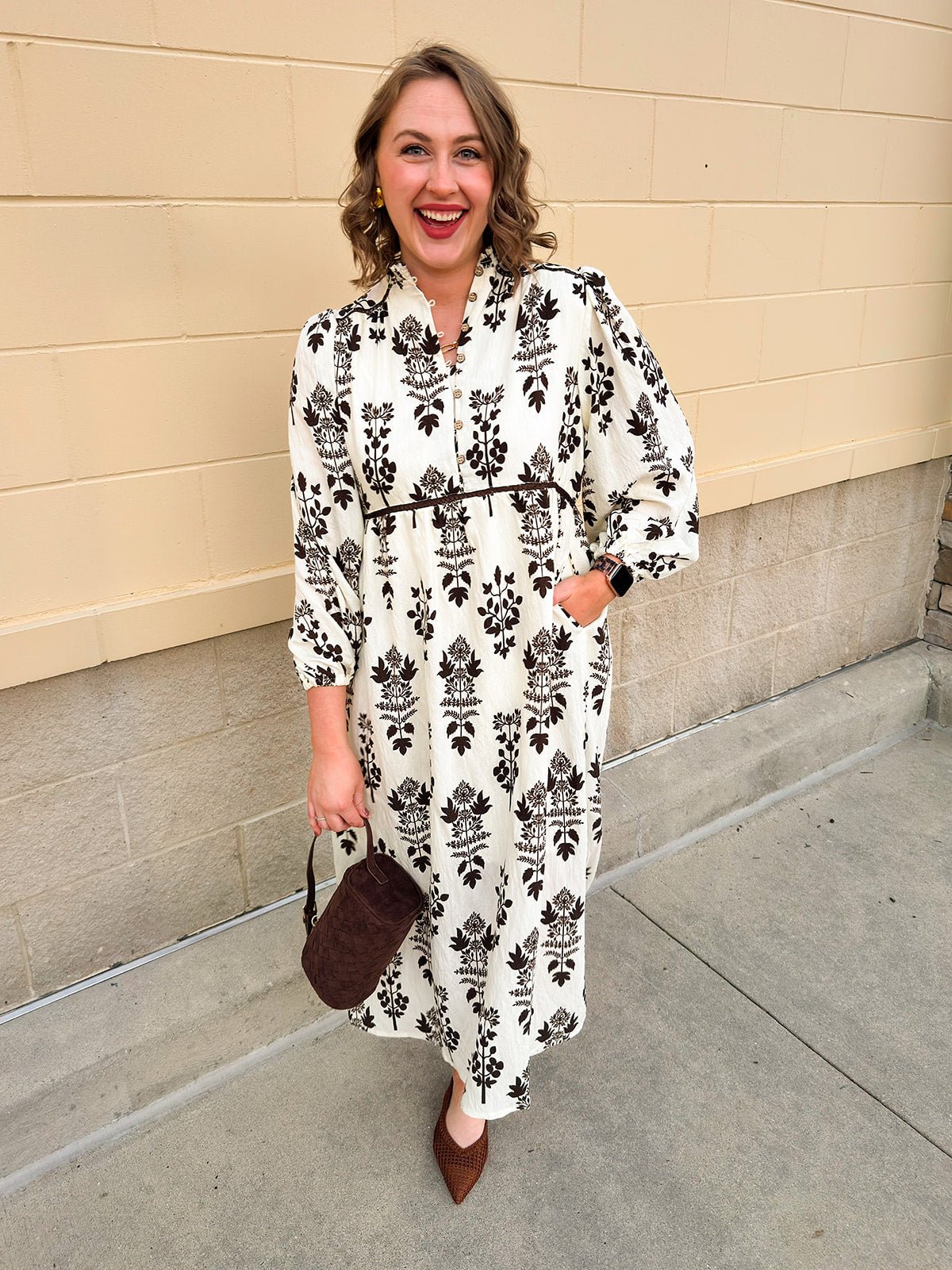 Whispered Petals Smocked Midi Dress - The Pink Pineapple 850