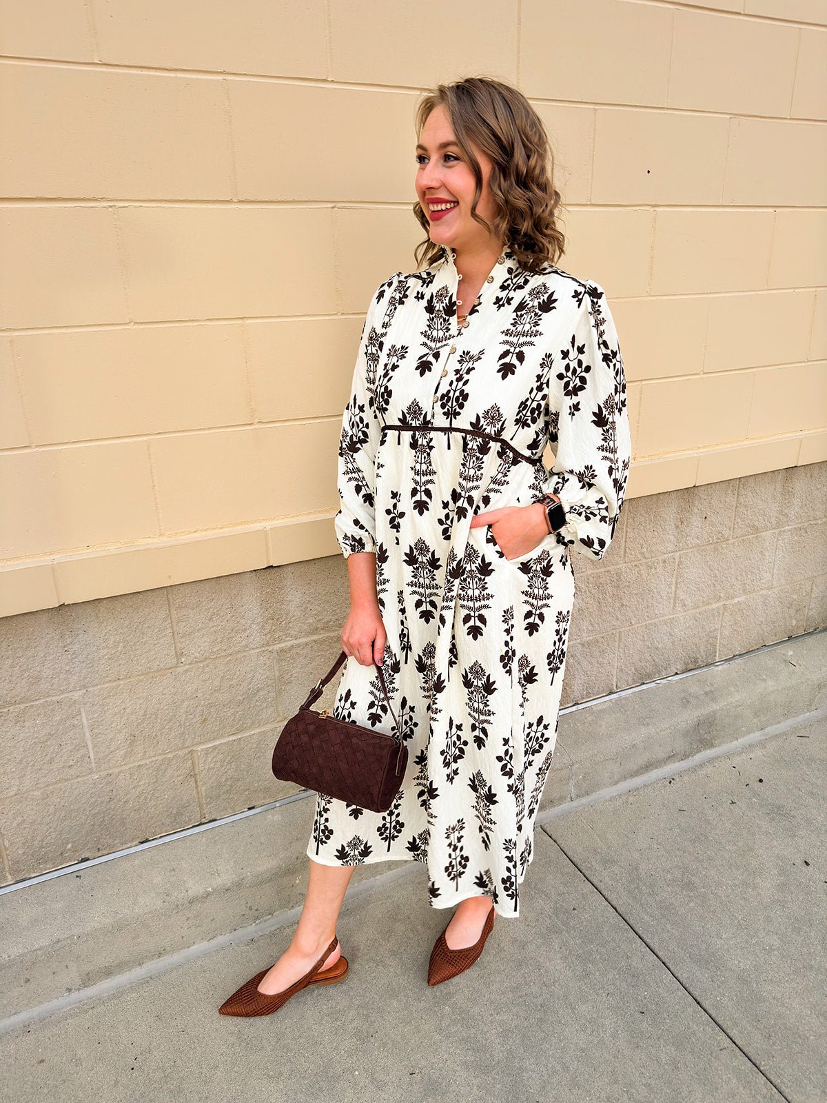 Whispered Petals Smocked Midi Dress - The Pink Pineapple 850