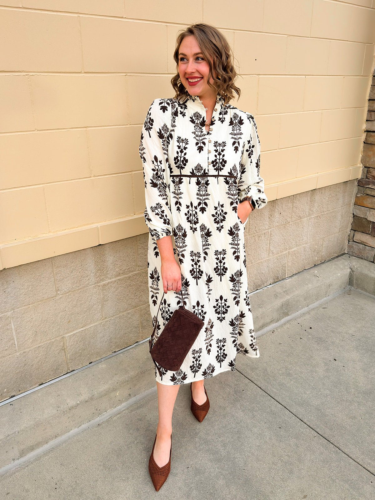 Whispered Petals Smocked Midi Dress - The Pink Pineapple 850