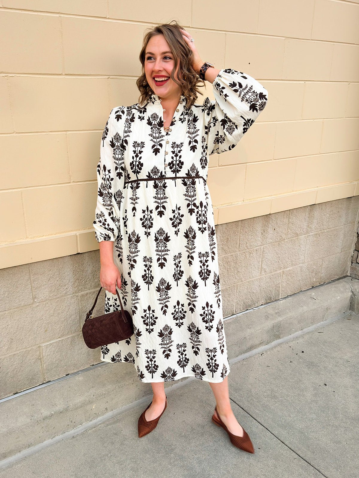 Whispered Petals Smocked Midi Dress - The Pink Pineapple 850