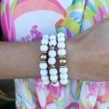 White and Gold Stacked Bracelet Set - The Pink Pineapple 850