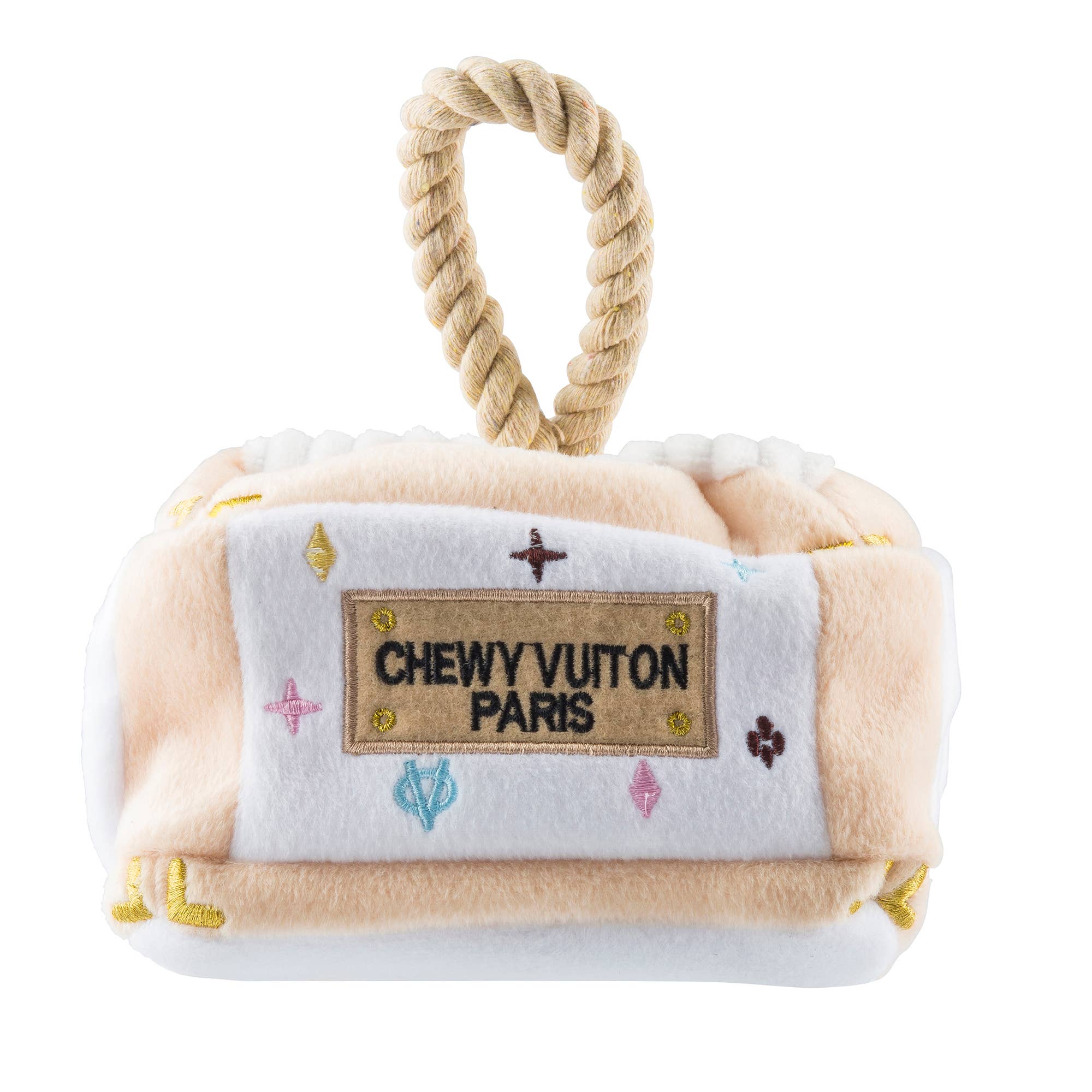 White Chewy Vuiton Trunk Activity House Dog Toy - The Pink Pineapple 850