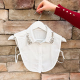 White Faux Collar with Rhinestones - The Pink Pineapple 850