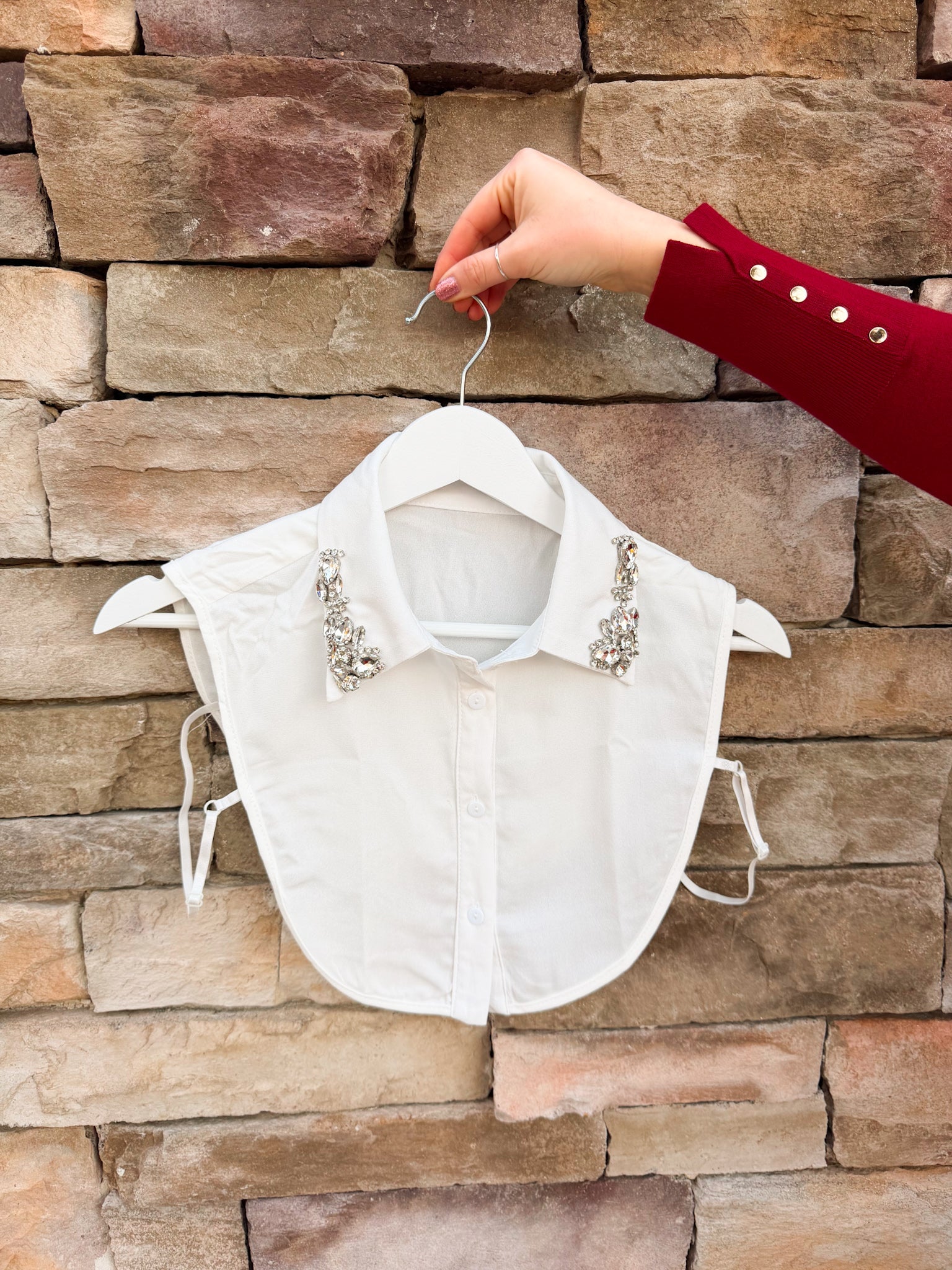 White Faux Collar with Rhinestones - The Pink Pineapple 850